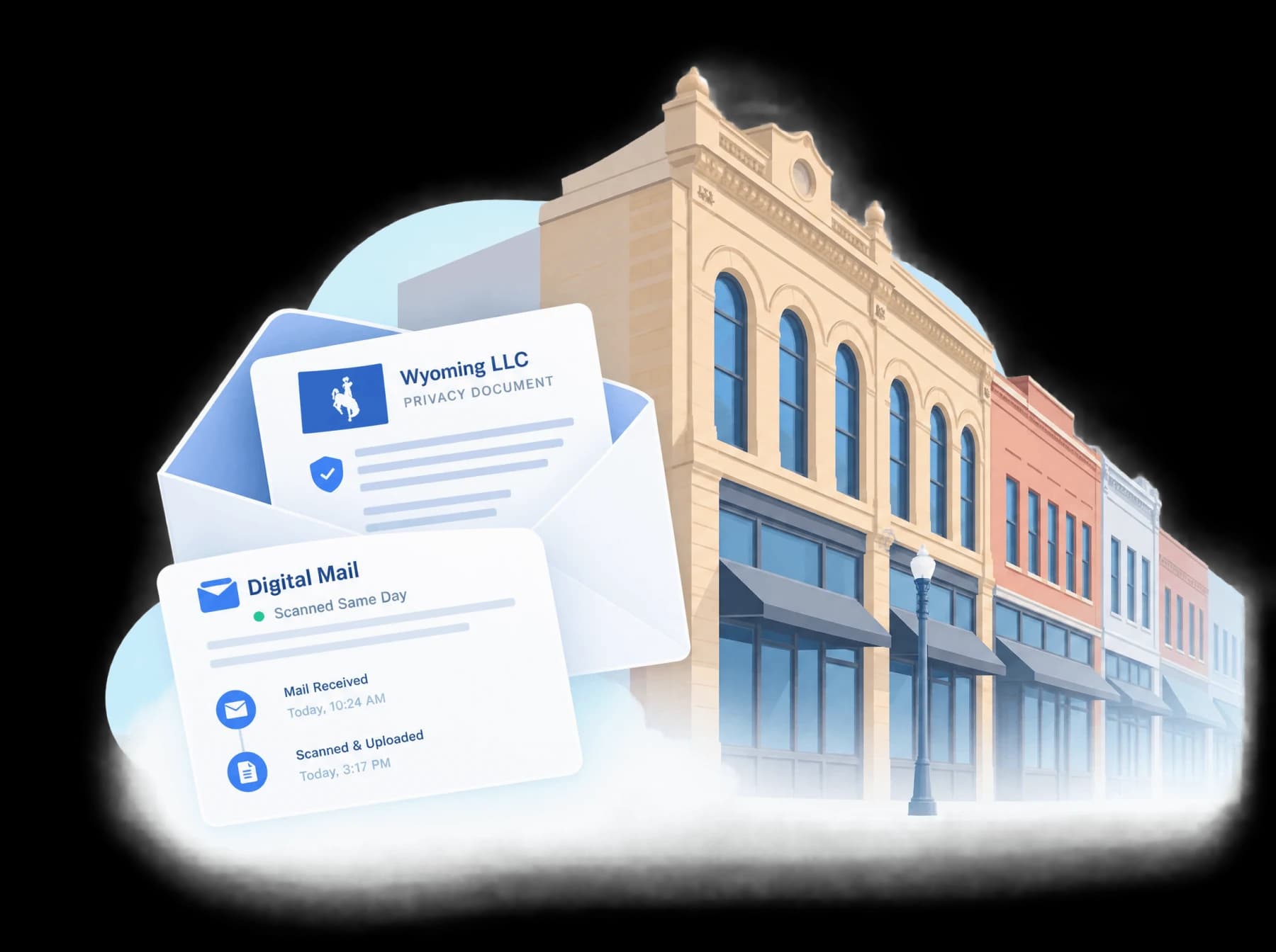 Virtual Mail Hub mail facility in the Cheyenne business centre, Wyoming