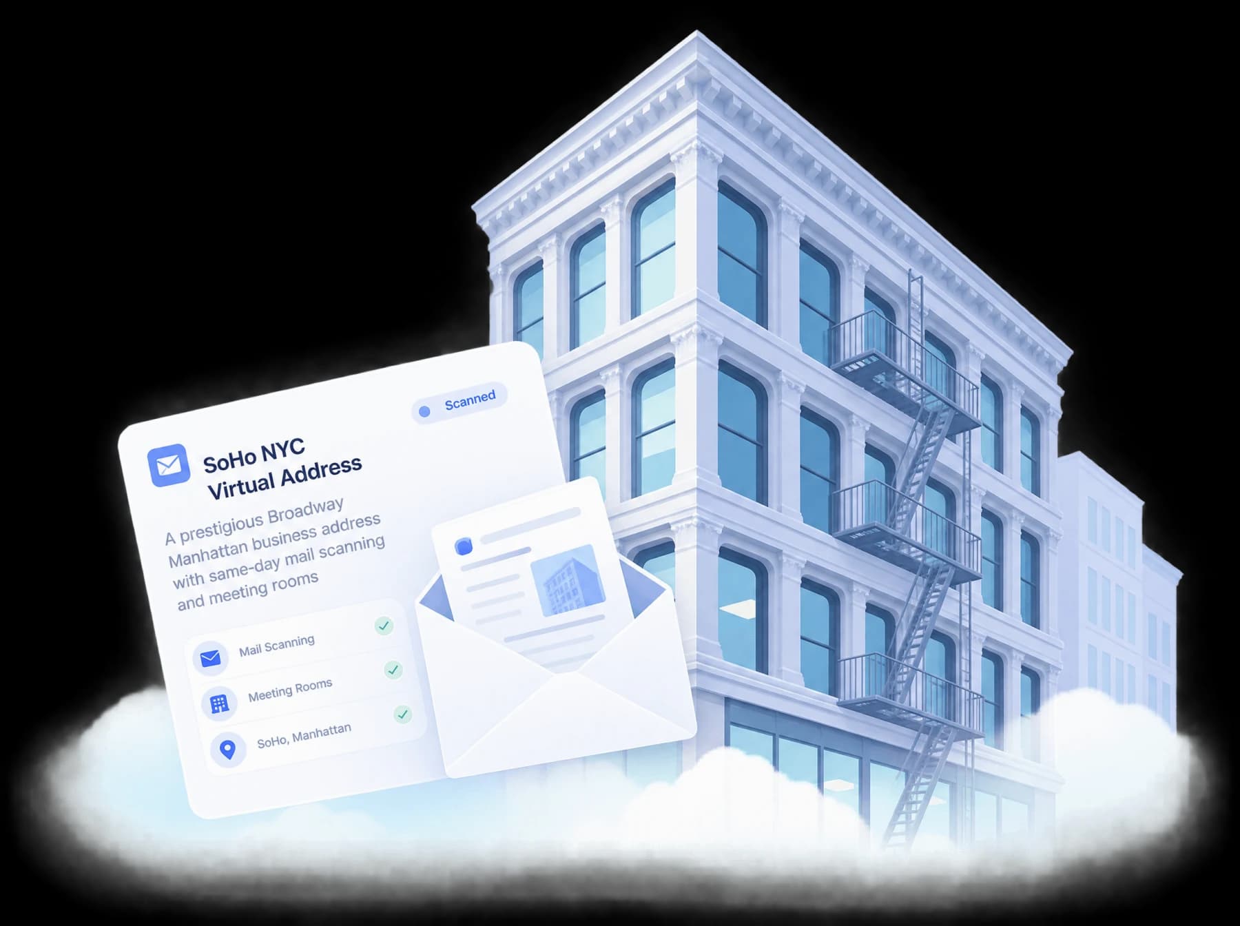 Virtual Mail Hub mail facility on Broadway in the SoHo district of Manhattan