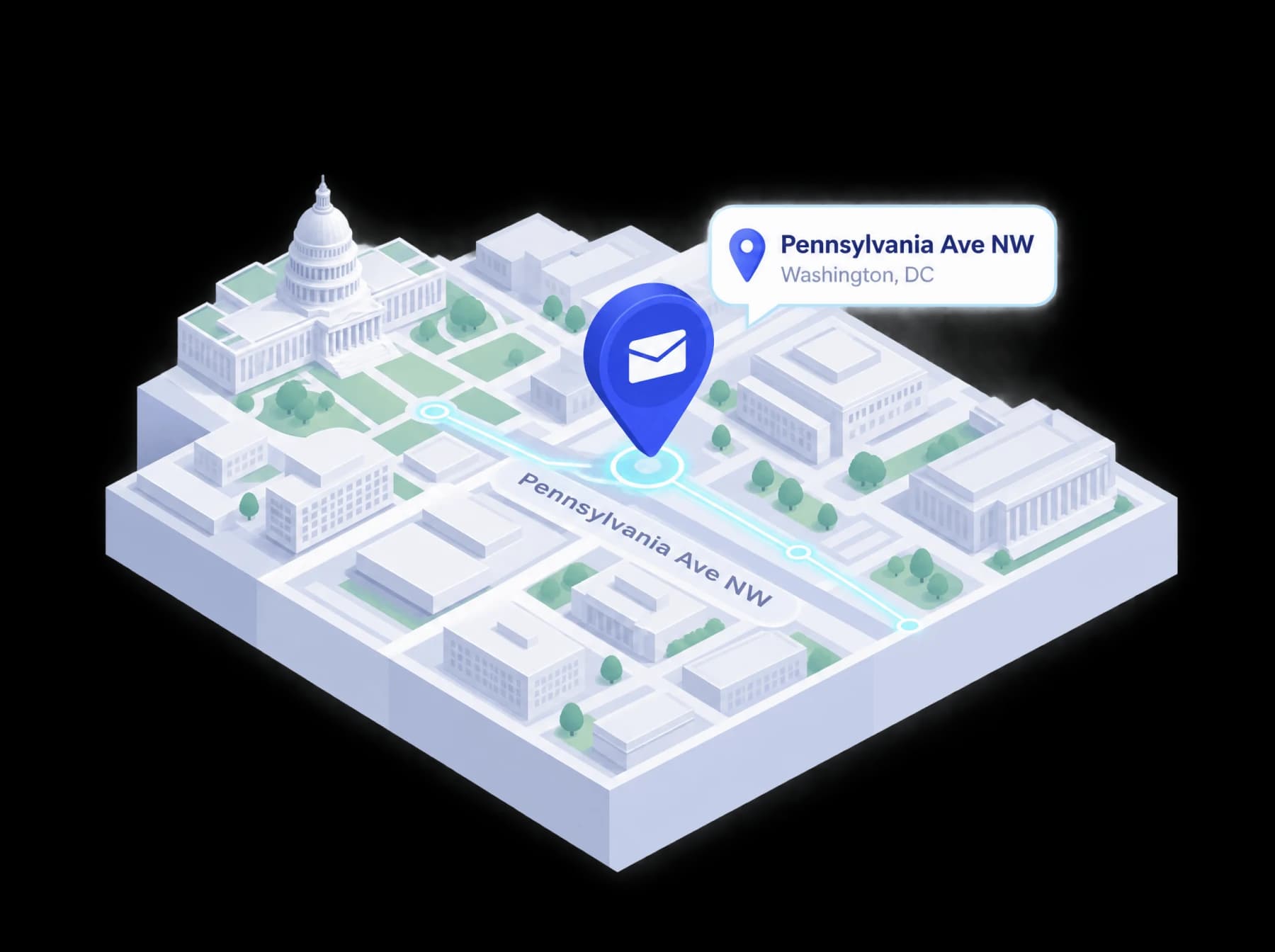 Illustrated district map of Washington, DC